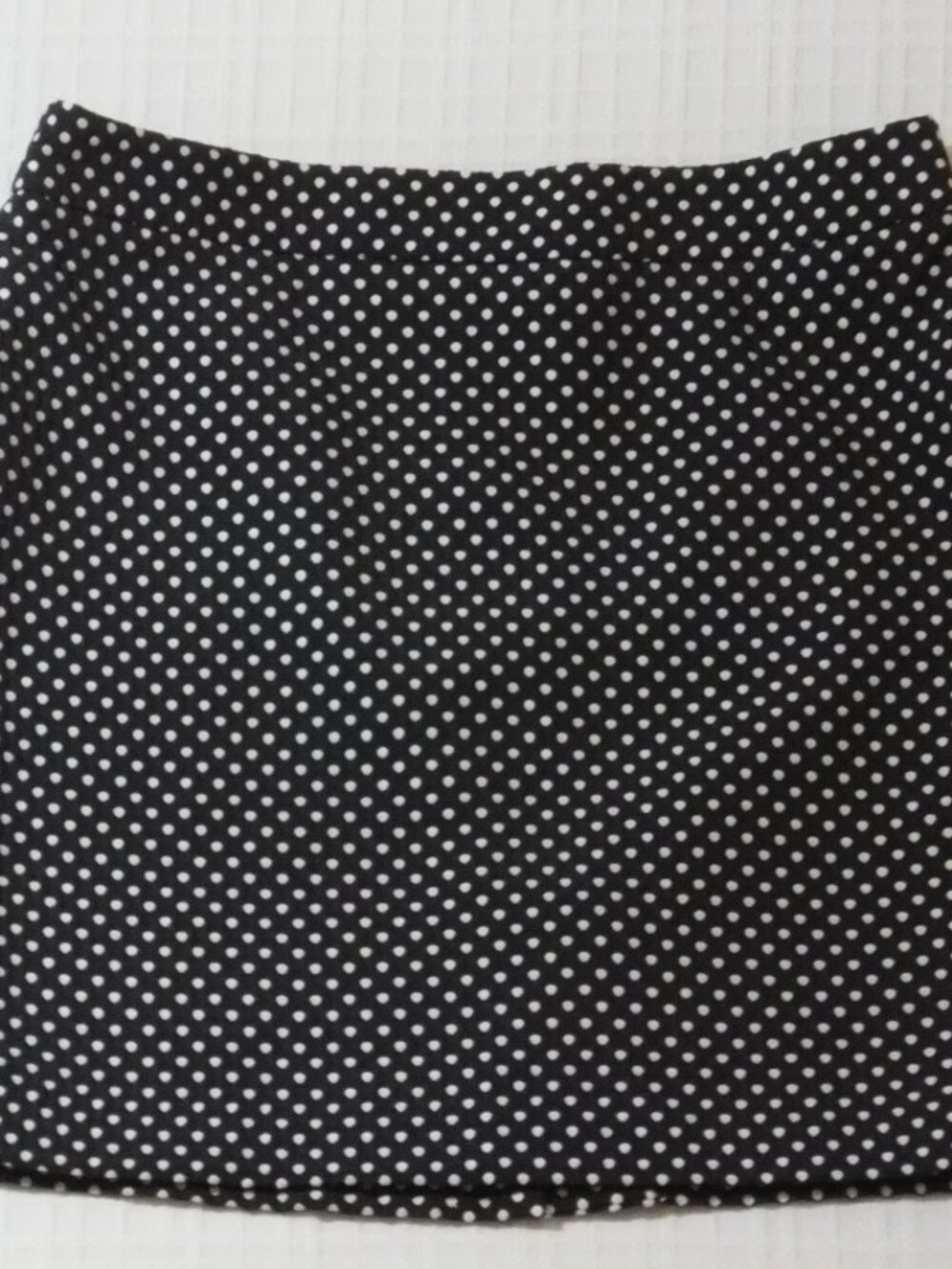 Ann Taylor Petites Skirt Womens 14P Black White Polka Dot Pencil Poly Cotton Zip